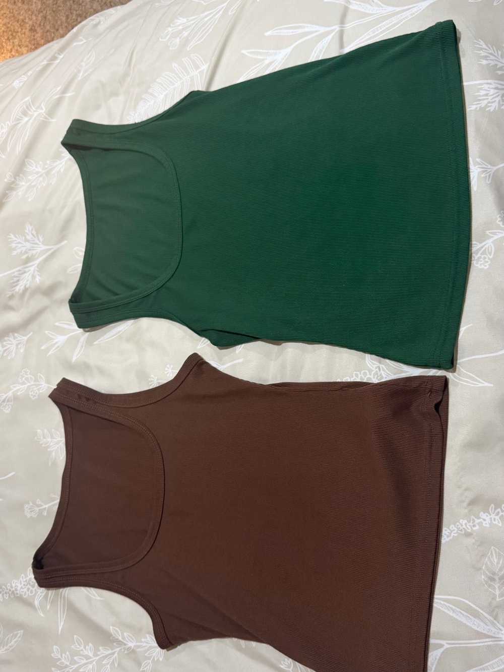 SHEIN Forest Green & Chocolate Brown Ribbed Tank Tops